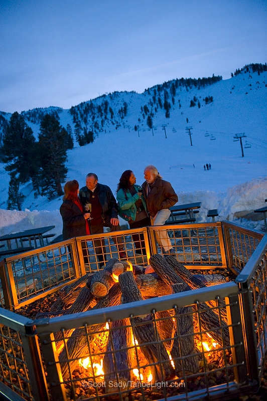 slide lodge outdoor fireplace slopeside winters creek firepit