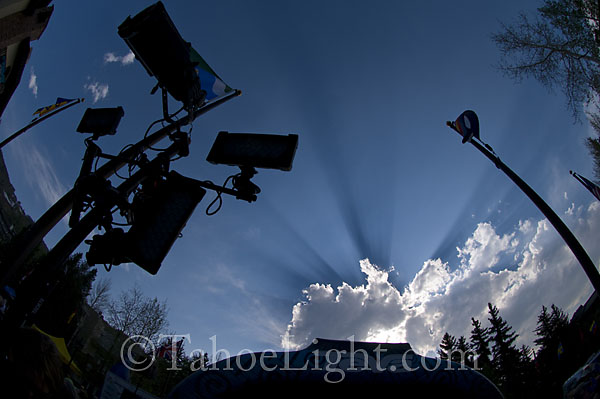 Clouds and sun-rays held sway for the Teva Mountain Games. It was scalding hot when the sun was out, and cold when it went behind the clouds.