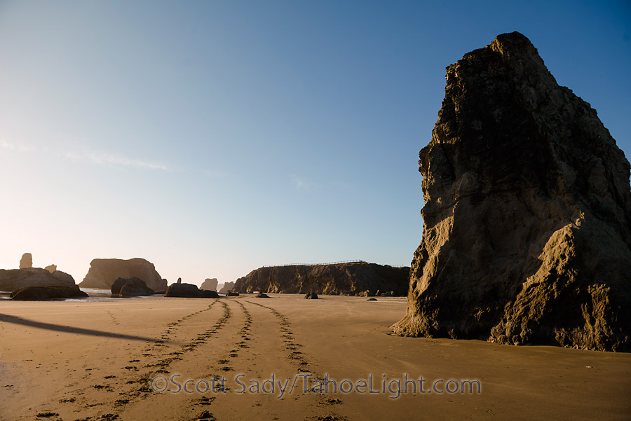 Horse riding is a popular activity along this giant beach at low tide. We just missed them, but caught their tracks heading into the sunrise