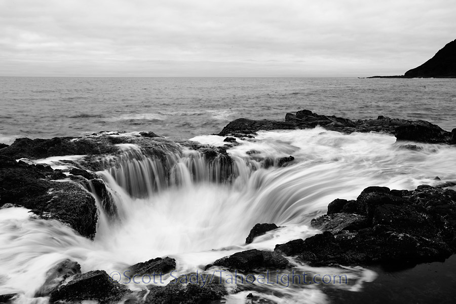 Thor's well was something I was really looking forward to, and probably the biggest disappointment of the whole trip. It is located near Cooks Chasm, and the closest campground is Beach Side State Recreation area. We hit it at sunset with seas of 7.9ft and calm winds. In order for this to work, I think you need rough seas at this level to really blast the waves up through the well, or tide of at least 8.9 feet. Also a sunset would help. I only had one evening here and it was grey and flat. Probably the biggest pain in the ass were all the other photographers and iphone fanatics huddled around the thing. For me if I go back, it will be in the middle of a freezing winter storm at sunrise. Maybe that will cut down on the traffic. But honestly, if you want to get a good picture here, the seas have to be near the point that they will risk sucking you into the thing. So be prepared and don't be an idiot.
