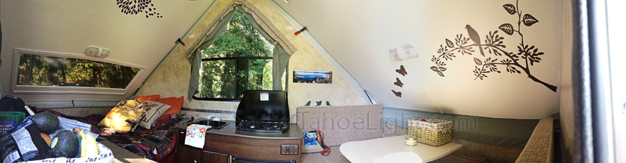 A panoramic shot from monique's iphone inside our Aliner.