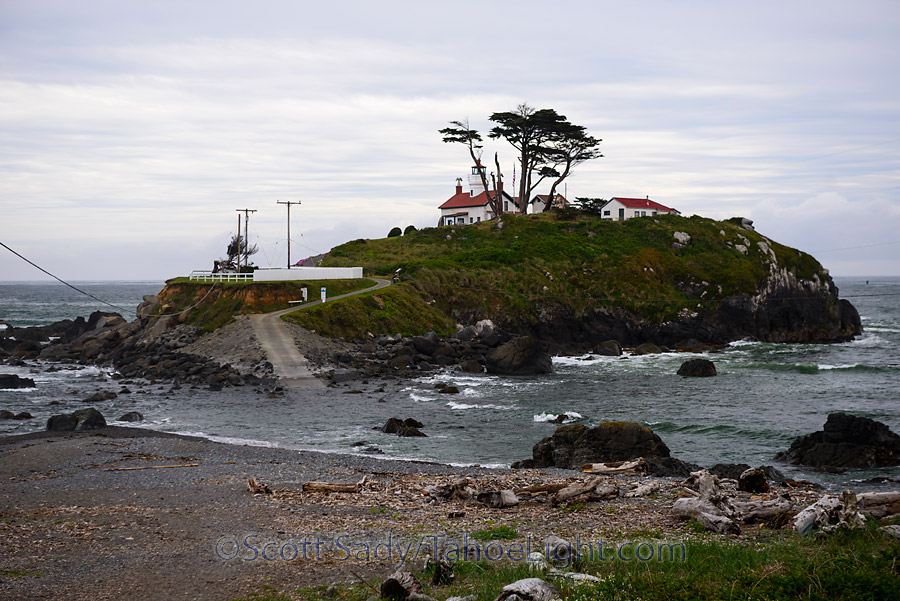 The Battery Point lighthouse with it's washed-out road in Cresent City, CA.