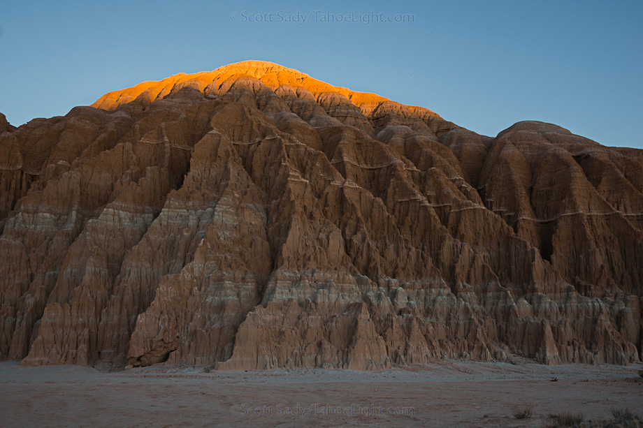 Sunset on rock formations in Cathedral Gorge state park in South Eastern Nevada, USA.