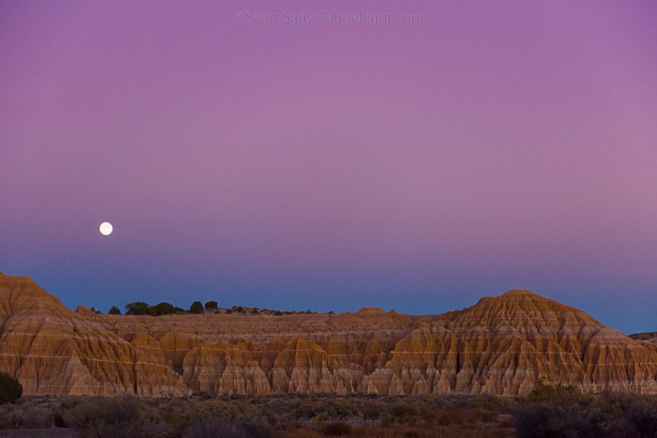 Sunset on rock formations in Cathedral Gorge state park in South Eastern Nevada, USA.