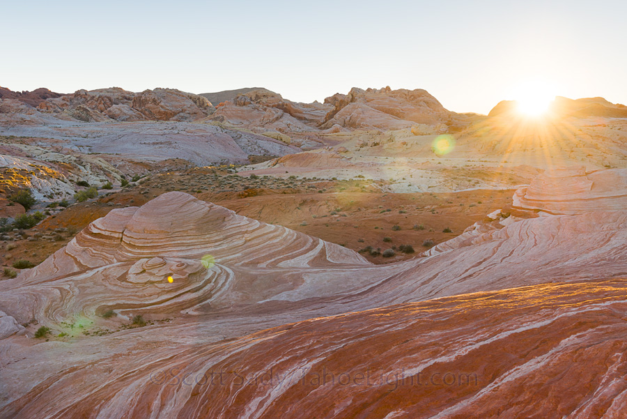 Sunset at The Wave at Valley of Fire state park in southern Nevada. This particular spot seems to really draw in the photographers, though I thought there were way more interesting formations if you just went exploring.