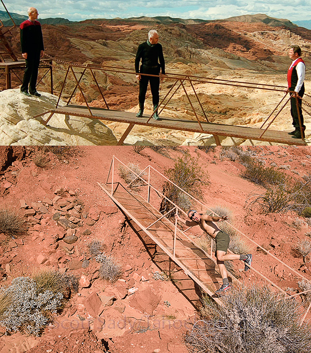 Finally, Star Trek nerd scavanger hunt. Find the bridge where Capt. Kirk died. Movie productions used to leave a lot of crap out in the desert after their shoots, until tougher environmental laws forced no-impact production methods.