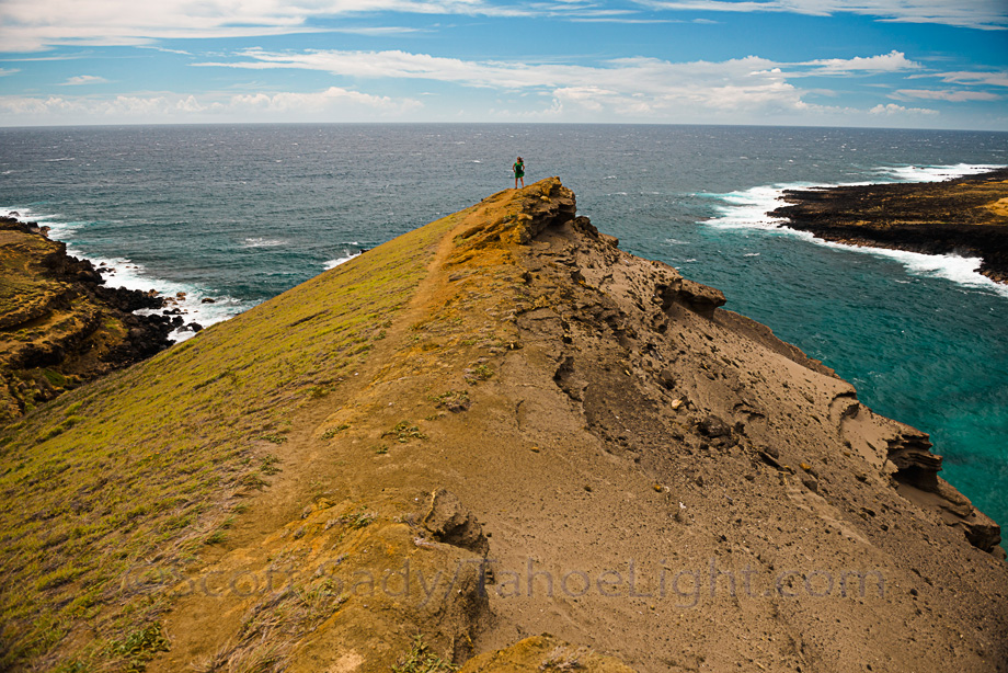 Famous green sand beach near south point on the big island of Hawaii. Before crossing over to dirt roads, there will often be locals offering a $5 "passage" fee to transport you in. If you do not have a high clearance 4x4, and even if you do, but are not an experienced off-roader, PAY THE FEE. I have been driving 4x4's since my dad taught me to drive on sand bars when I was 13 and this was touch and go in good weather. So many deeply rutted tracks constantly diverge and then occasional end in cliffs or holes or other impassible spots. As a general rule, if you drive yourself as we did, stay on the highest tracks.
