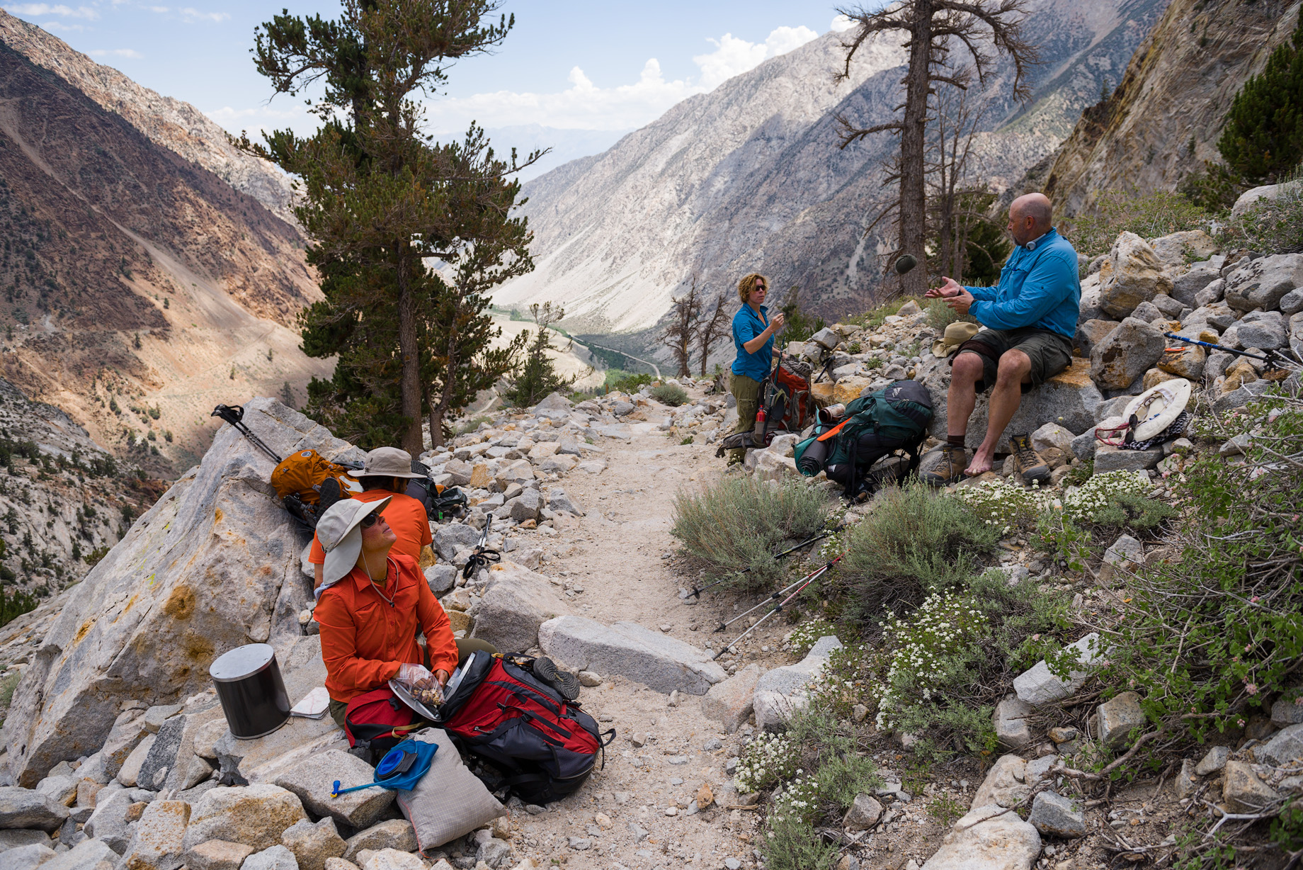 Heading up the steep switchbacks from the Tungsten mine at the Pine Creek Pass trailhead. This is also the trailhead for Italy Pass