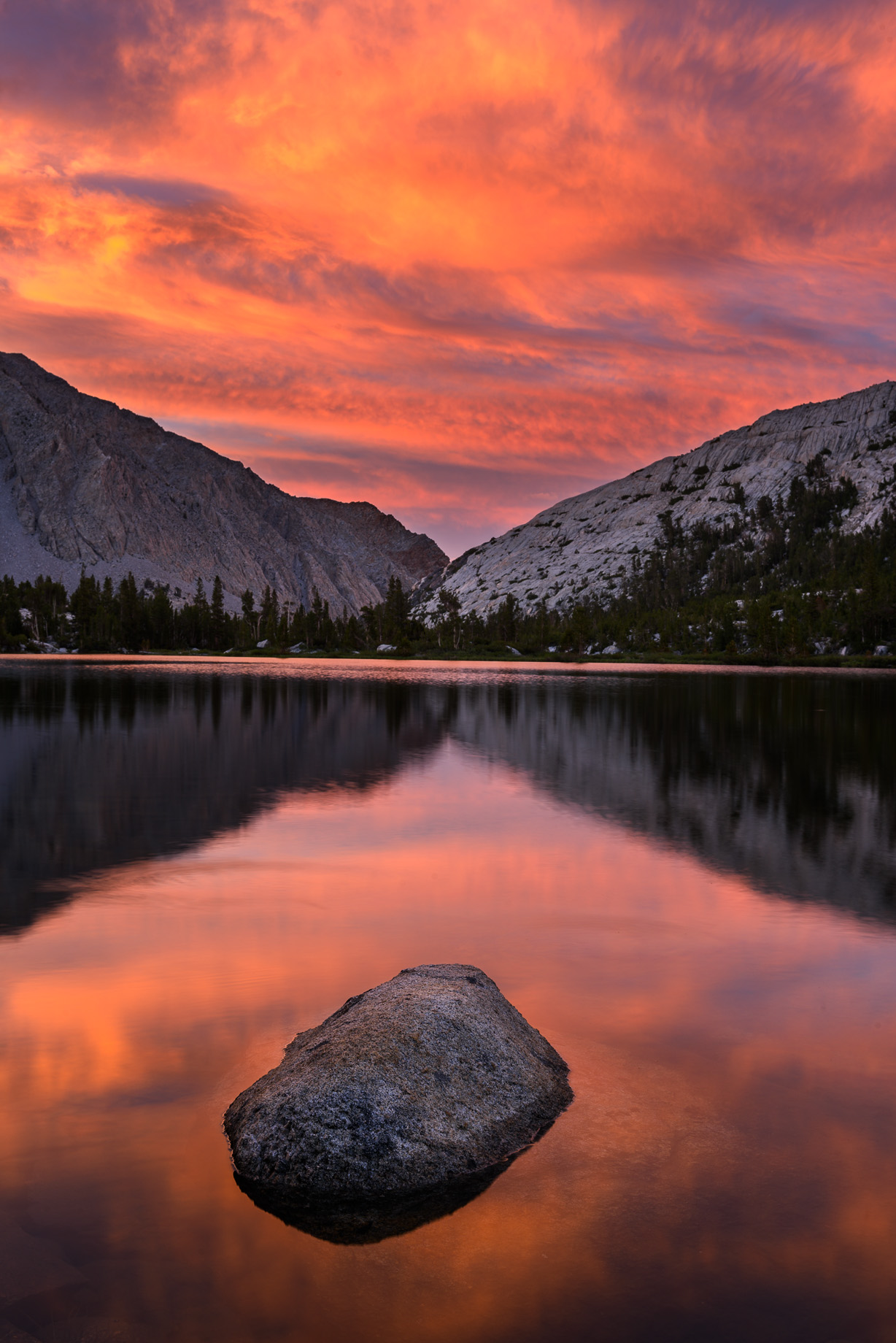 Sunset at Upper Pine Lake, about 5 miles in from the trailhead. The mosquitoes were the worst I had ever seen this year.