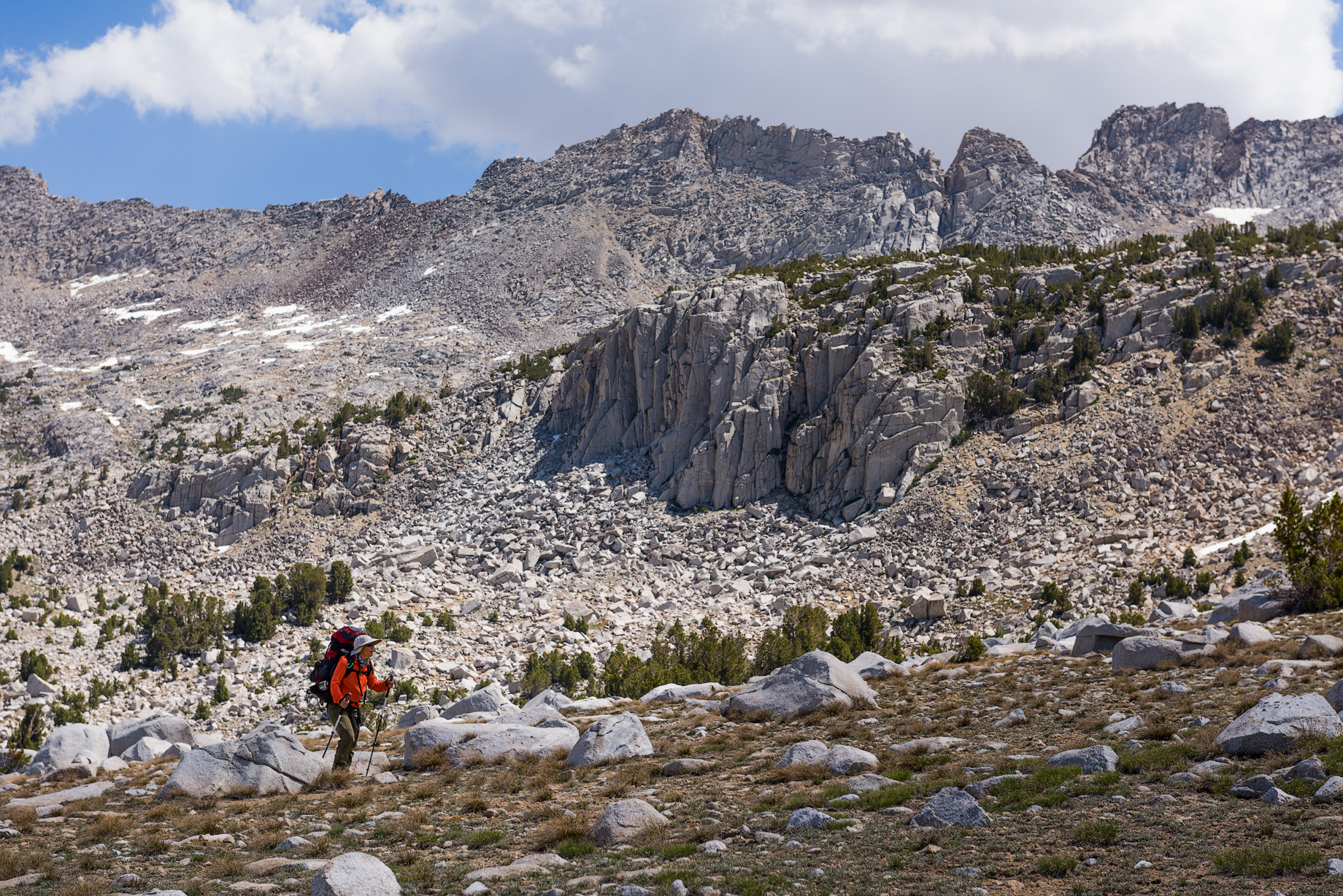We did a short day for day 3, exploring some of the small, high lakes nearby, then heading cross-country less than 2 miles to L Lake.
