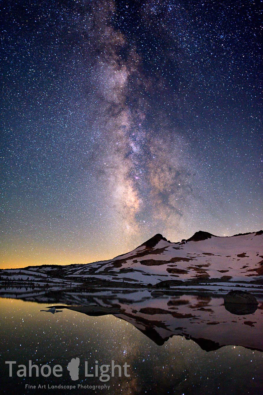 snowy mountains and milky way stars