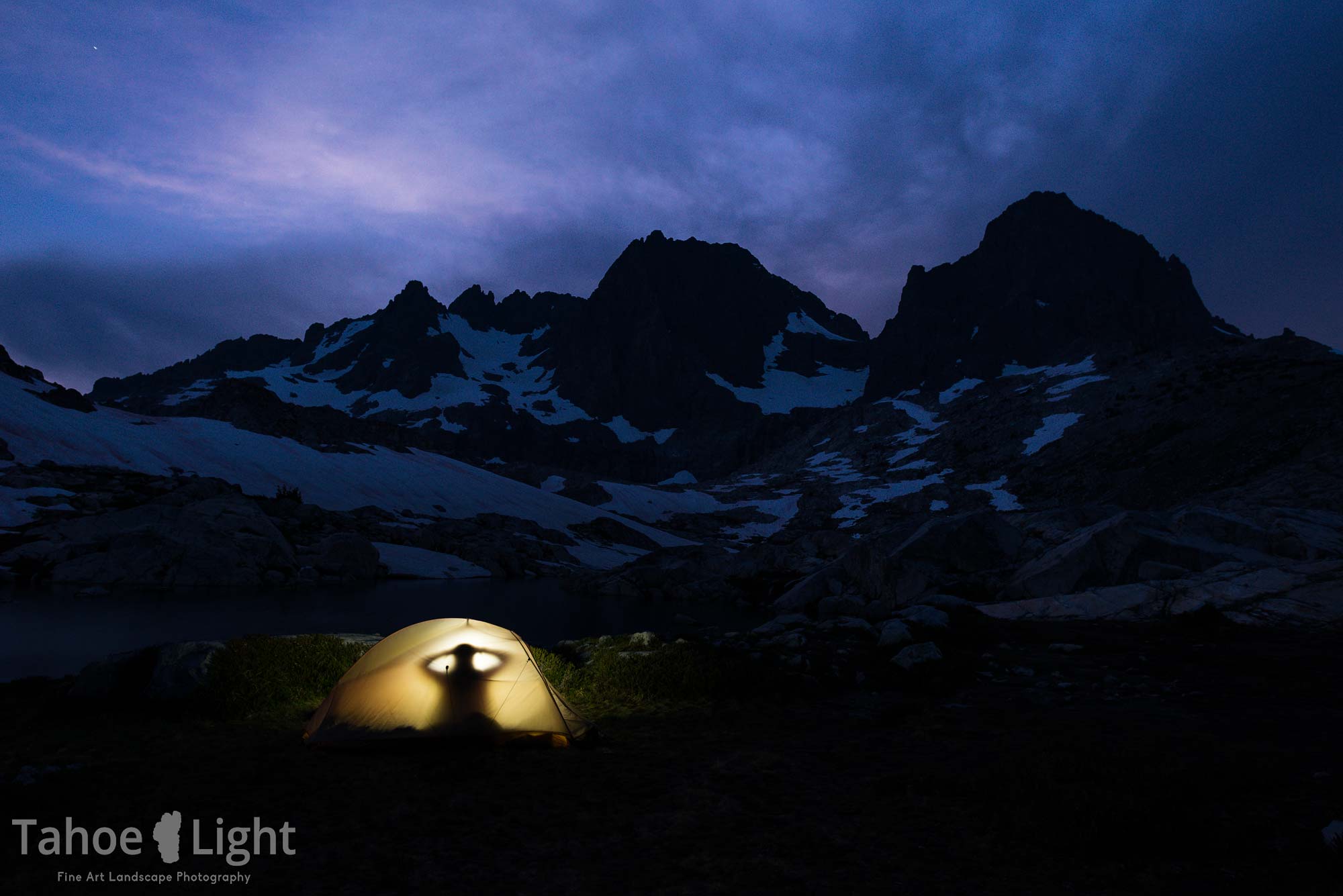campsite at dusk with tent photograph
