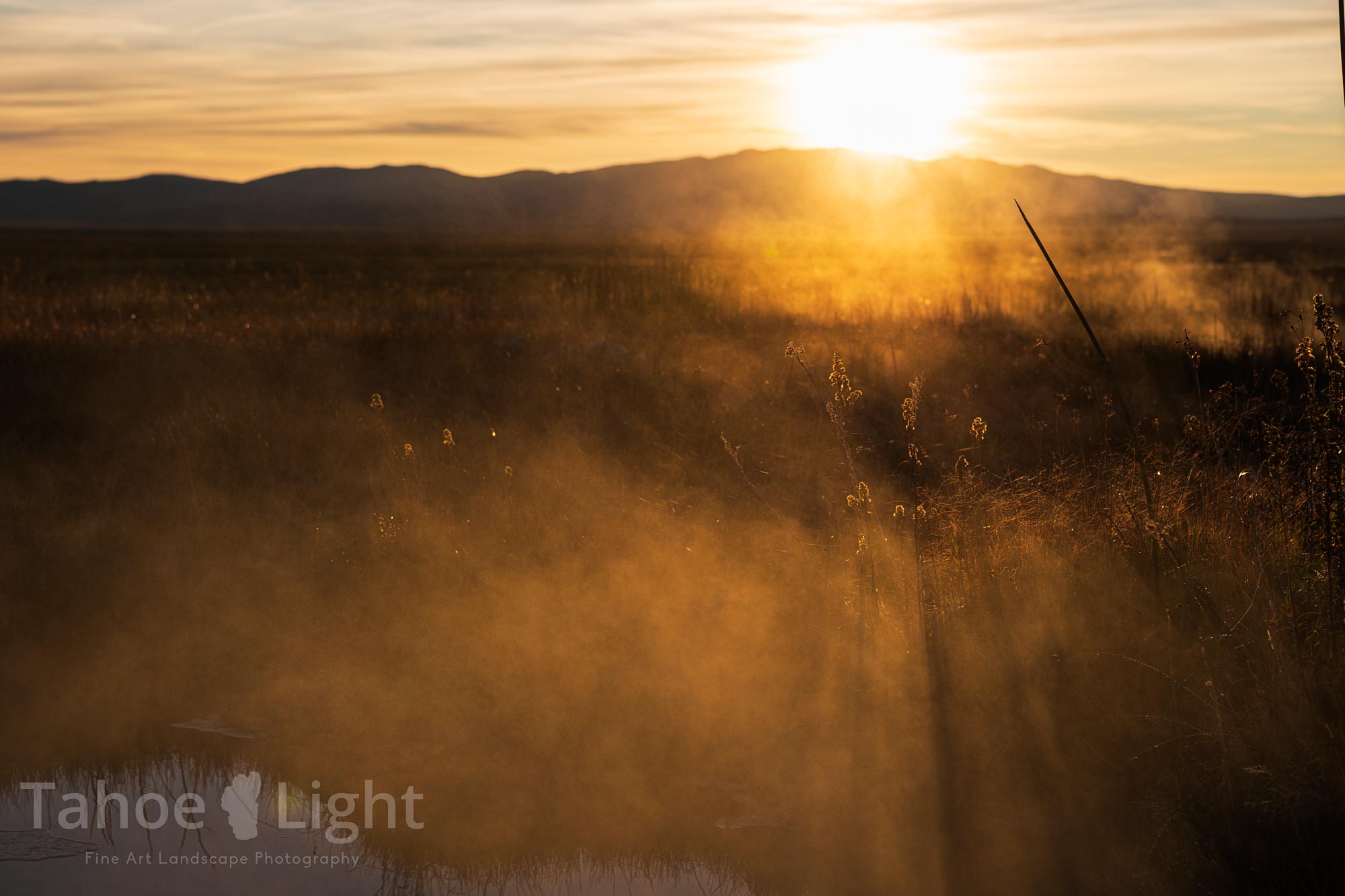 photograph of sunrise at ruby valley hotspings near Elko, Nevada