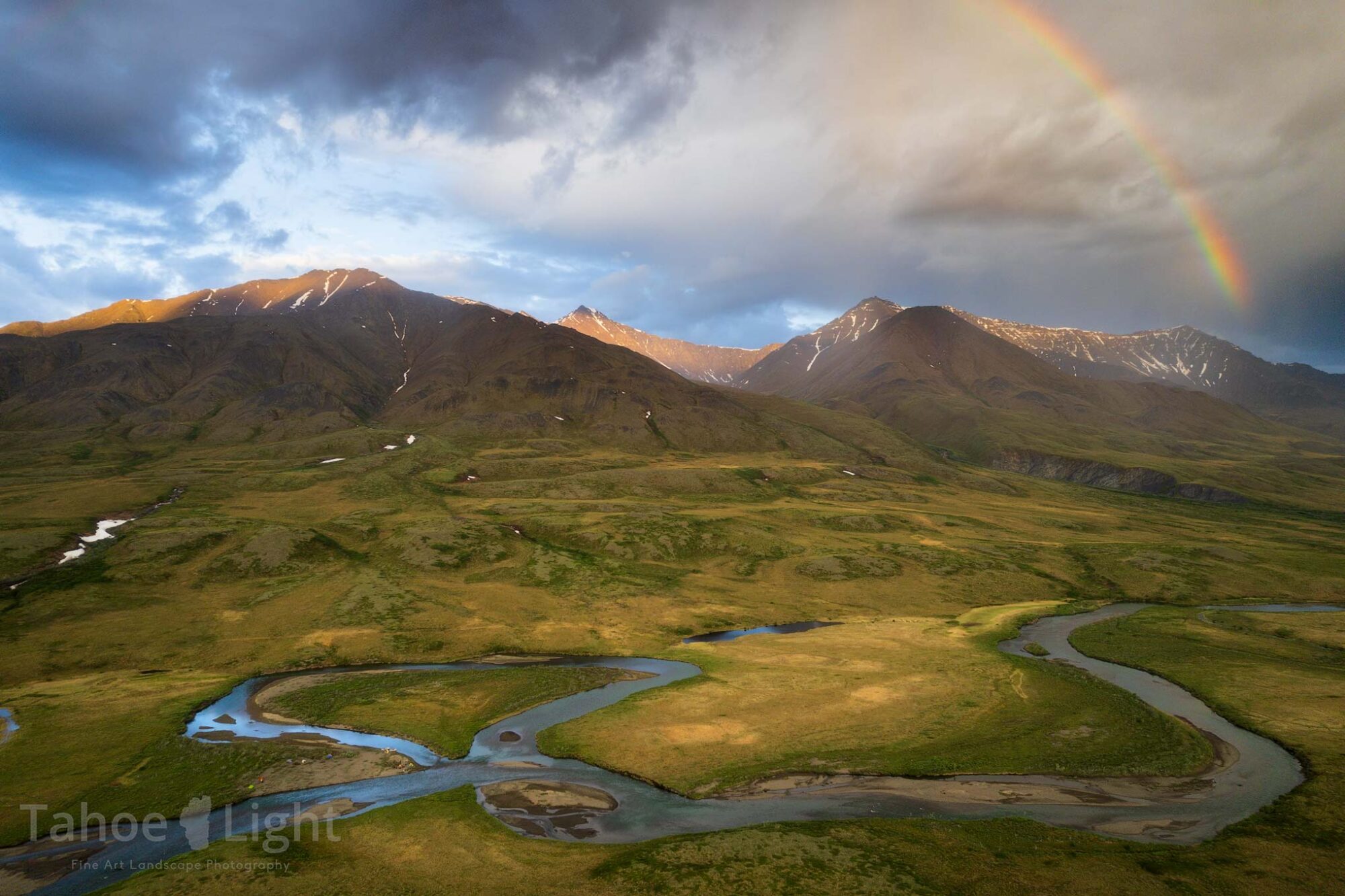 drone image of alaskan river