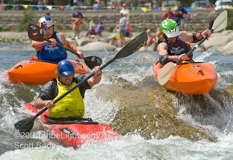 The boatercross competition can get physical as groups race each other for the right to move on.