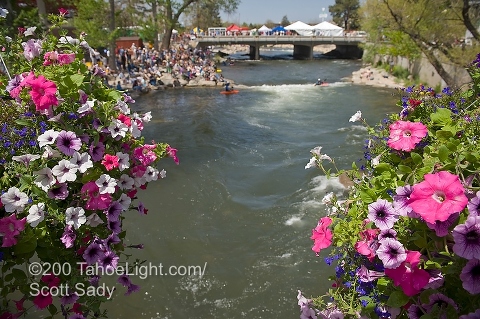 Hole #3, the site of the Reno River Festival freestyle kayak competition is easy to reach and see for the thousands of spectators that come to the event.
