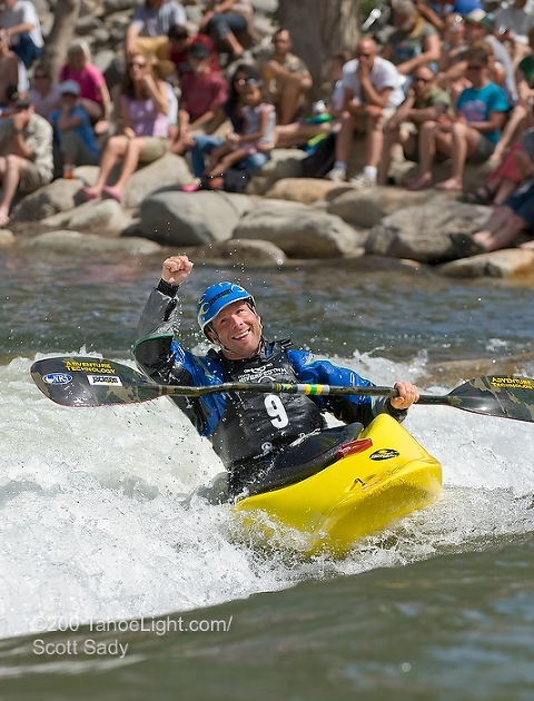 The thrill of a ride will done as Stephen Wright took second in the 2008 Reno River Festival freestyle kayak competition.
