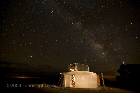 Microwave telescope observitory and milky way galaxy at the Barcroft research station.