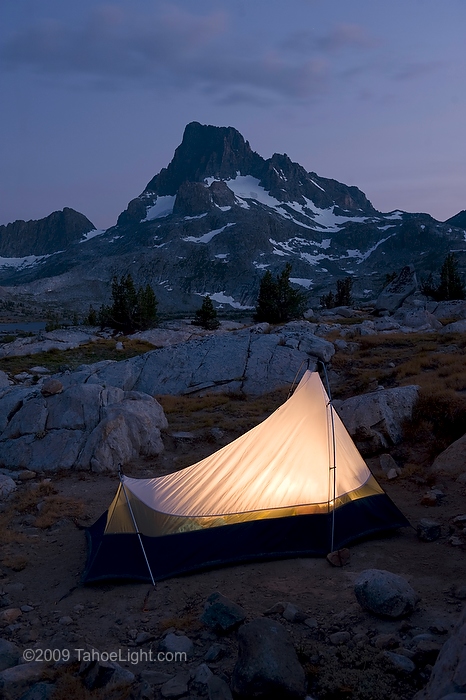 Our tent is pitched on the rocks above Thousand Island lake at the base of Banner peak in the Ansel Adams wilderness. This was day 1 of a 4 day cross country route that was a version on the popular Minaret Lake-Thousand Island Lake loop.