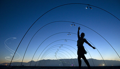 Monique dancing inside a wonderful tube of light and shape at sunset on the playa. My wife threw away our booklet accidentially when we got back, so I don't have the proper names for all these art installations. If anyone has them, please leave them as a comment so I can give credit where credit is due.