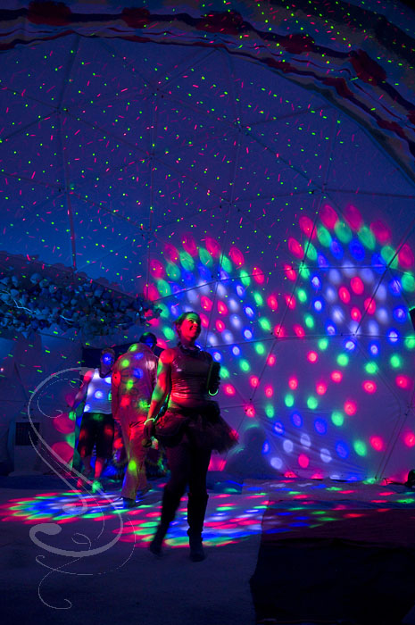There are lots of giant rave domes out on the playa to get your groove on. For the first time this year, we came across a Greatful Dead themed dome. A pleasant surprise for us old farts.