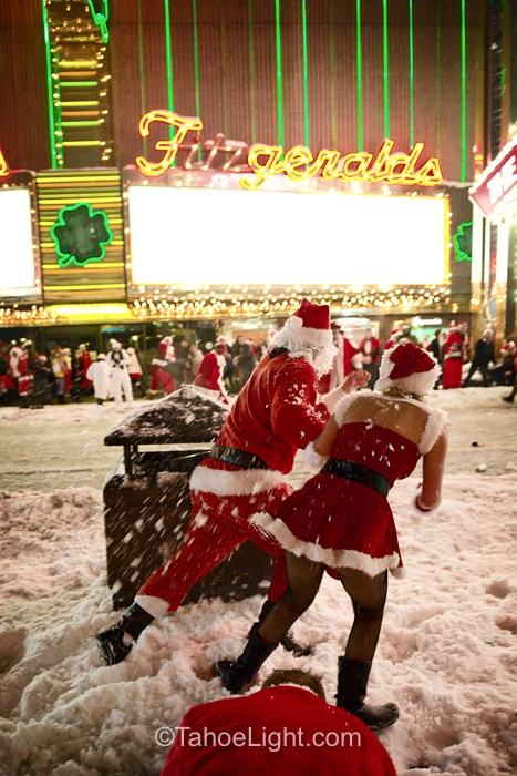 Mr. and Mrs. Claus finally get chased out of their cover and run for it.