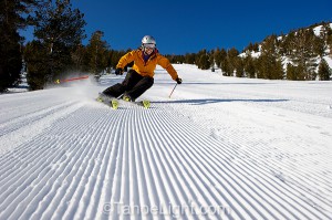 skiing on groomed runs