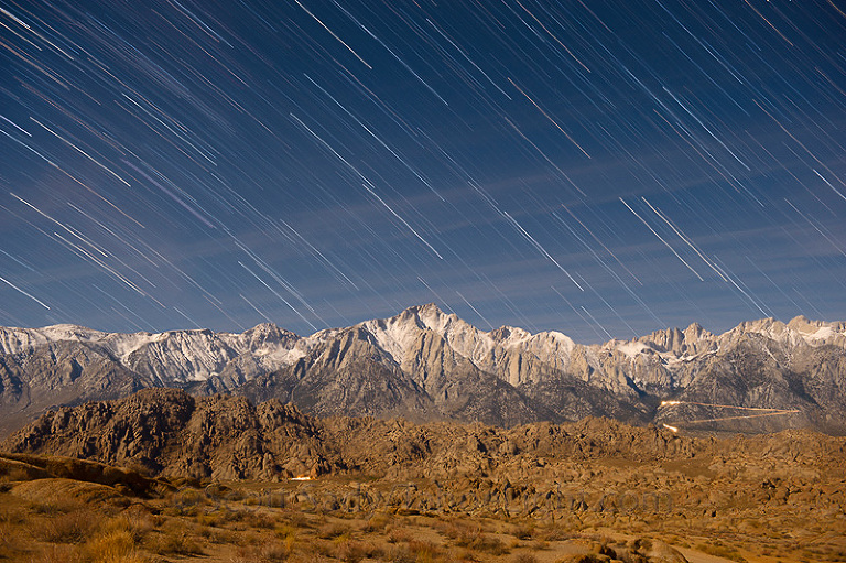 star trails over mt whitney