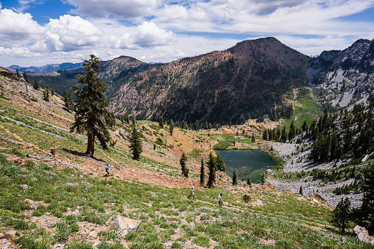 The approach to Luella Lake from Diamond lake is a long, steep down with many switchbacks.