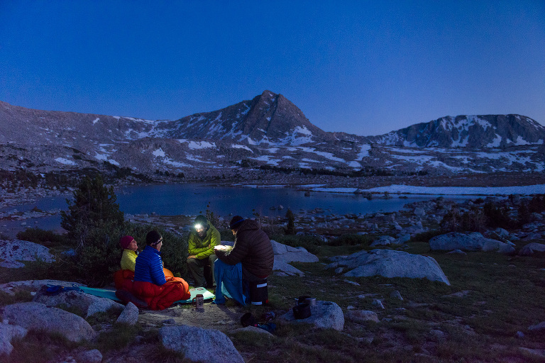 After the sun went down the wide granite benches above L Lake made for great card playing and star watching.