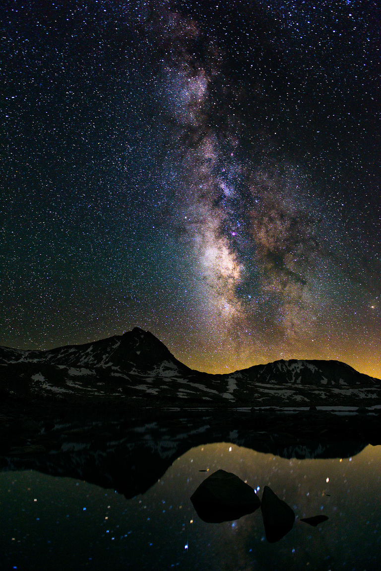 The wind shut off overnight and around 2am I was able to get some nice Milky Way shots with no moon and still pull a little reflection off L Lake.