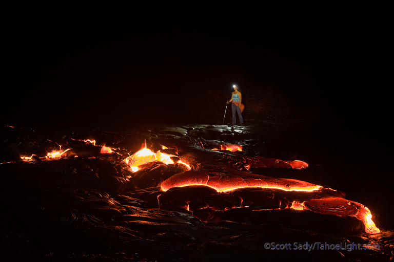 Our first night we flew in 6 hours, drove 3 hours then hiked for 4.5 miles. We decided to just sleep out on the lava field as the easiest thing to do in order to have an opportunity to shoot sunrise and sunset. The winds howled all night long, and around 2am turned noticeably warmer. I got up and found that the lava had come to within 100 feet of where we were sleeping. 