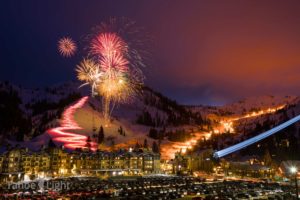 fireworks on New Year's Even over Squaw Valley Ski Resort