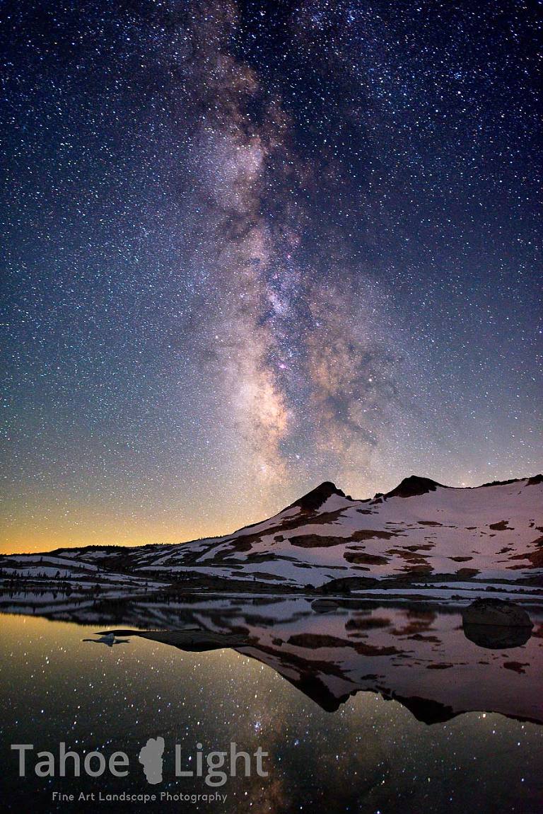 snowy mountains and milky way stars