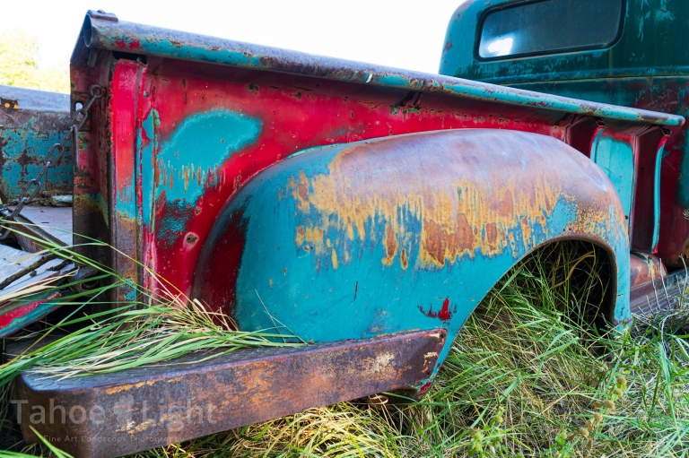 photograph of colorful old pickup