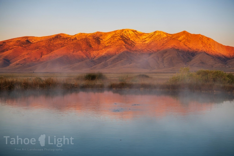 photograph of sunrise at ruby valley hotspings near Elko, Nevada