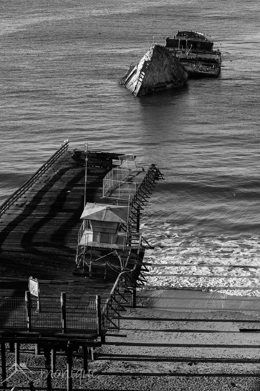 Seacliff State Beach pier, Cement Ship, SS Palo Alto, January 2023 Santa Cruz storm damage