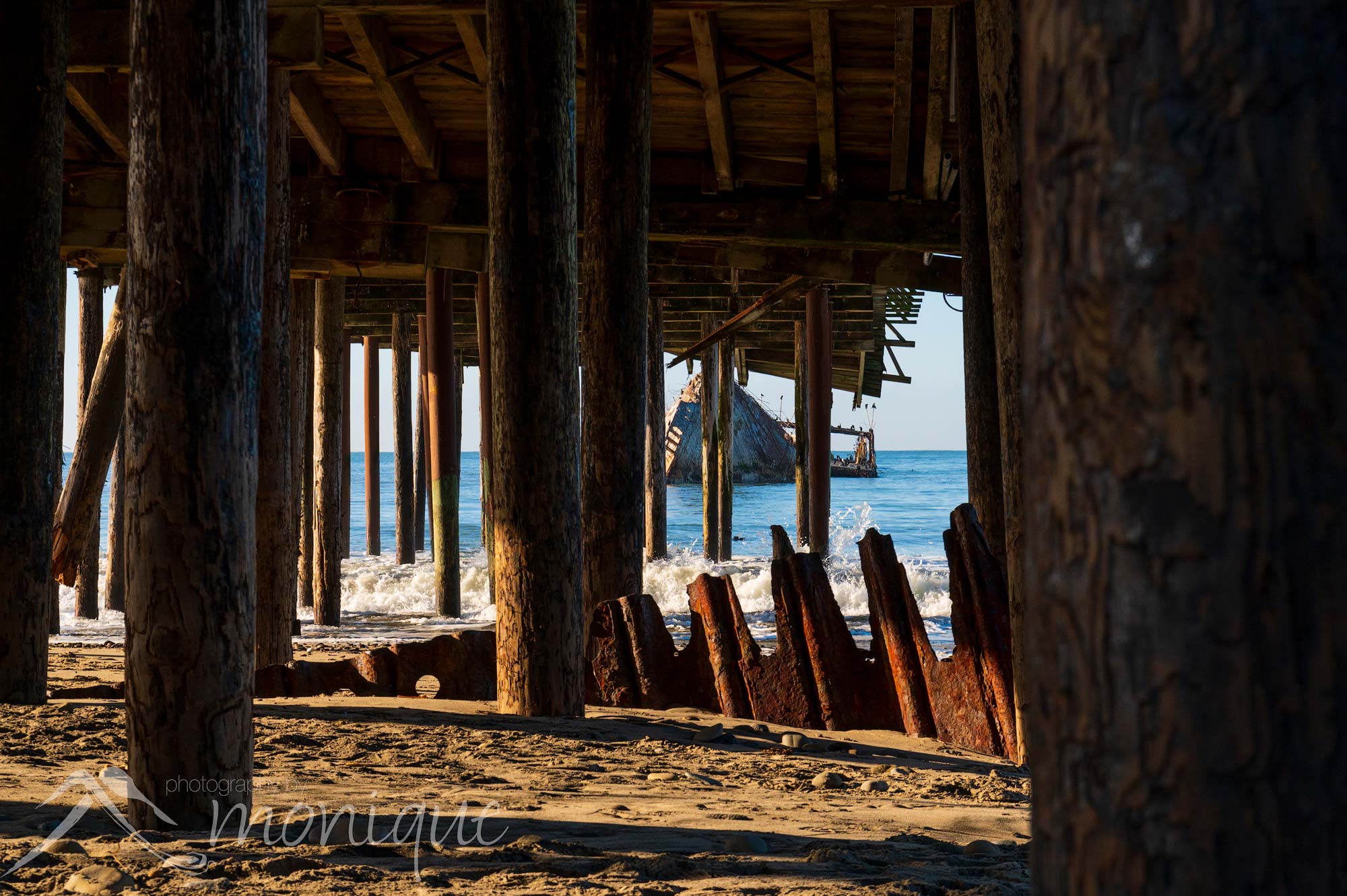 Seacliff State Beach pier, Cement Ship, SS Palo Alto, January 2023 Santa Cruz storm damage