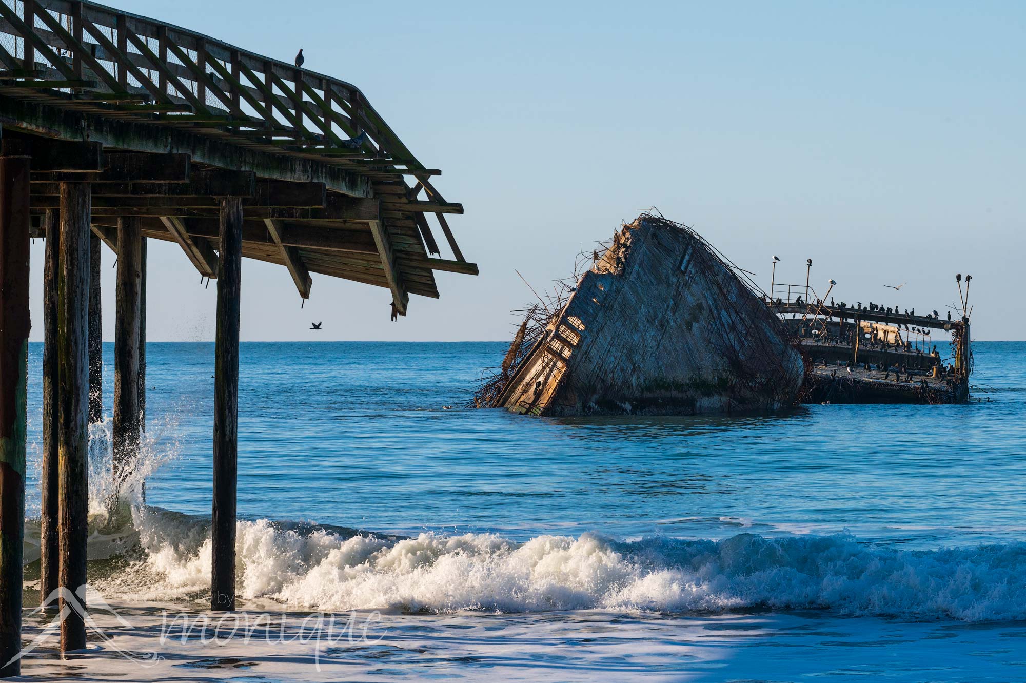 Seacliff State Beach pier, Cement Ship, SS Palo Alto, January 2023 Santa Cruz storm damage