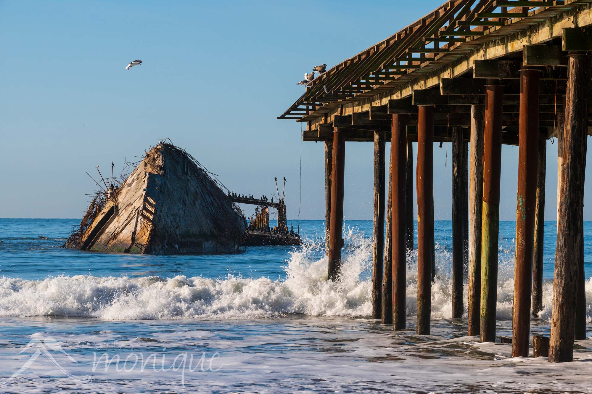 Seacliff State Beach pier, Cement Ship, SS Palo Alto, January 2023 Santa Cruz storm damage