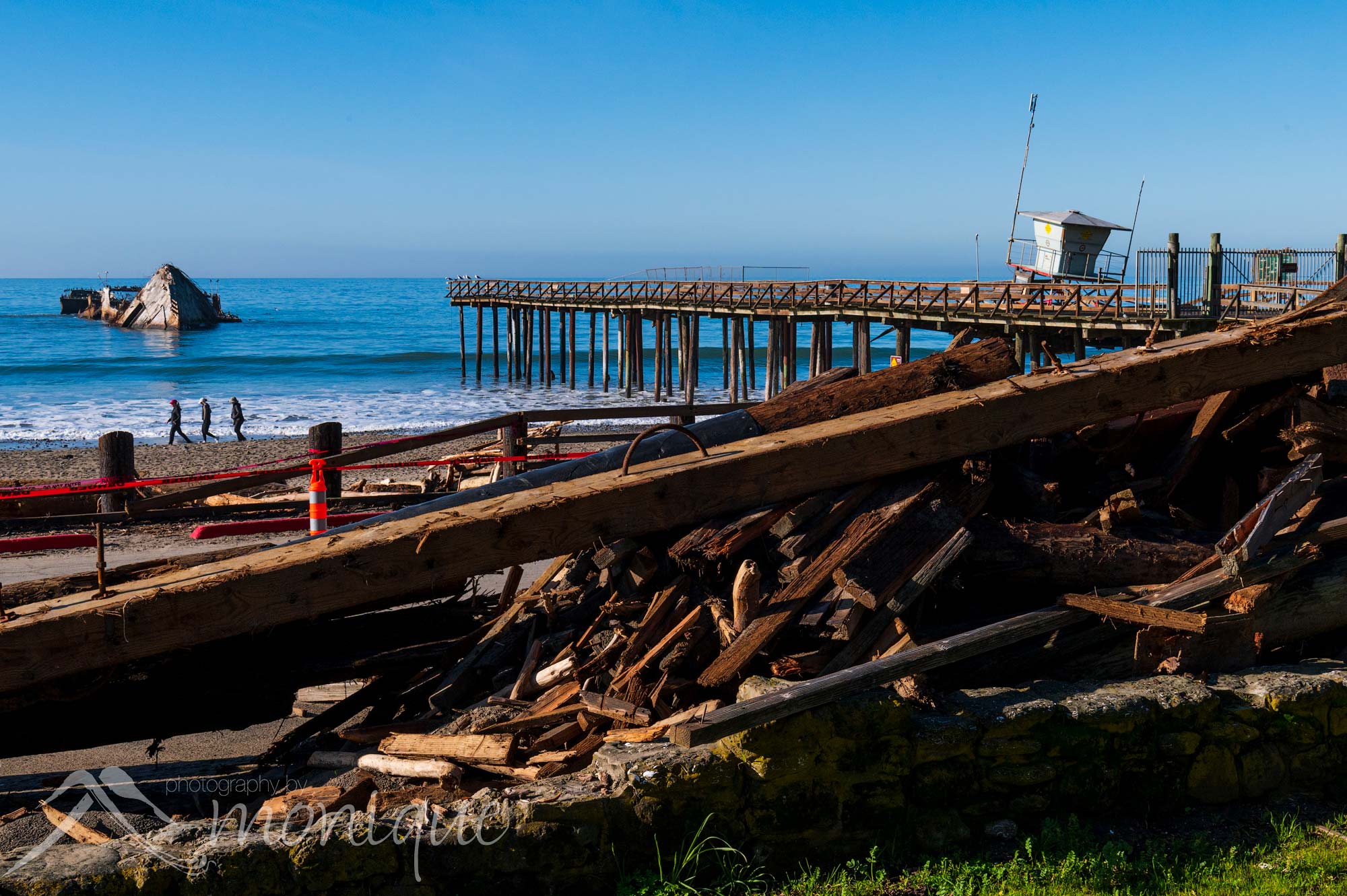 Seacliff State Beach pier, Cement Ship, SS Palo Alto, January 2023 Santa Cruz storm damage